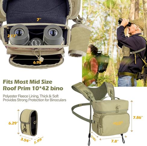NEW VIEW Binocular Harness Chest Pack with Rangefinder Pouch, Bino Harness with Rain Cover for Bird Watching, Hunting, Hiking in Saudi Arabia
