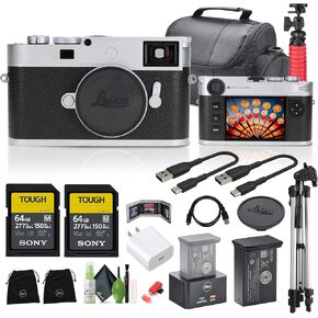 Leica M11-P Rangefinder Camera (Silver) Bundle Includes: 2 64GB Memory Cards, Camera Case, 72 Inch Tripod, Memory Card Wallet, USB-C Cable, Cleaning Kit, 12 Inch Tripod