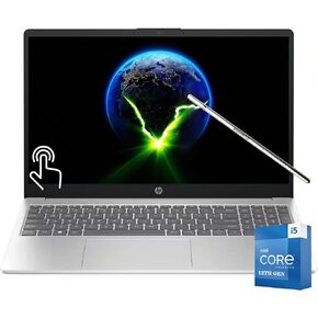 HP 2025 Flagship Touchscreen Laptop 15.6" Display, Intel 10-Core i5-1235U (Up to 4.4GHz (Beat i7-1195G7), 32 GB RAM, 1024GB PCie SSD, Numeric Pad, Bluetooth 5, Win 11 Home s, W/Stylus & PSD, Silver
