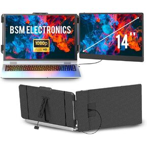 14" FHD External Portable Monitor for Laptop, 1080P IPS Laptop Screen Extender Monitor Portable for 13"-17" Laptops, Travel Monitor for Laptop with USB/C/HDMI Plug n Play for Windows/Mac/Android/PS5