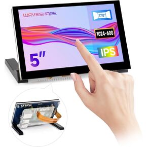 Waveshare 5inch Capacitive Touch Display, compatilbe with Raspberry Pi 5/4B/3B/CM4/3, DSI Interface, IPS Panel, 1024x600 Pixels, Toughened Glass Panel, No Driver Required