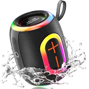 Portable Bluetooth Speaker with Stereo Sound, IP67 Waterproof Wireless Speakers, 6 RGB LED Modes, Up to 20H Playtime, BT5.3, TWS Pairing, for Home/Bathroom/Party/Outdoor/Beach, Gift Ideals