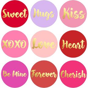 Mobiusea Creation Valentines Stickers | Valentines Quote Stickers | 1.4 inch | Waterproof | 135-Pack for Valentine Stickers, Valentines Day Stickers, Valentine's Day Stickers | 9 Design Assortments