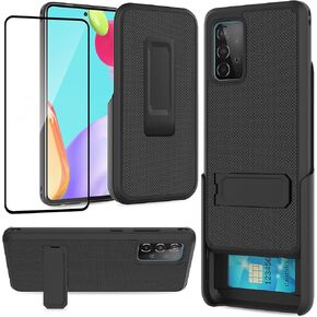 Ailiber for Samsung Galaxy A52 5G Case ، Galaxy A52 4G Case الحافظة الحافظة ، حامي حزام دوار مقطع حامل بطاقة Kickstand Slot ، غطاء حقيبة واقية من Galaxy A52-Black Galaxy A52 in Kuwait