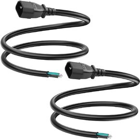 16AWG IEC C14 Pigtail Power Cable Heavy Duty Replacement Power Cord Bare Wire C14 Male Extension Open End Wire 10A 250V AC 3 Prong Power Cord for PDU UPS Computer Monitor Scanner 3FT