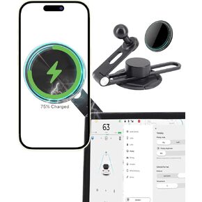 HANSSHOW Phone Mount for Cybertruck Tesla Model X/S/Y/3/3 Highland Rechargeable Magnetic Dash Phone Holder Mount 360° Adjustable Cybertruck Tesla Accessories