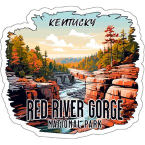 Red River Gorge National Park Kentucky Travel Sticker, Weatherproof Souvenir Decal Vinyl Small Waterproof for Water Bottle Mug Passport Laptop Car Stickers, Size - 4″×4″ - ID44990