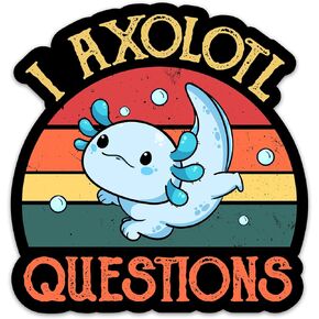 (3PCs) I Axolotl Questions Sticker, Retro Cute Axolotl Stickers Waterproof Vinyl Decals for Laptop Water Bottle Tumbler Phone Case Skateboard, Funny Sassy Axolotl Lover Stickers (3 Inches)