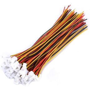 20Pcs 1.25 mm JST 3 Pin Micro Electrical Male and Female Connector Plug with Red Black Wire Cables 100mm