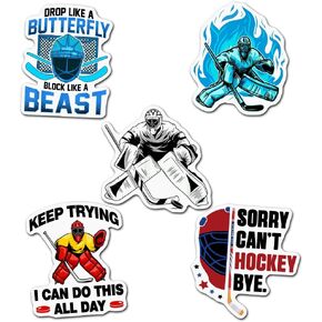(Set of 5) Ice Hockey Goalie Stickers Waterproof Vinyl for Car, Phone, Water Bottle, Laptop - Hockey Goalie Decal 3 Inches