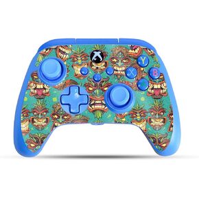 Glossy Glitter Gaming Skin Compatible with PowerA Xbox Series X|S Enhanced Wired Controller - Crazy Tikis - Premium 3M Vinyl Protective Wrap Decal Cover | Crafted in The USA by MightySkins
