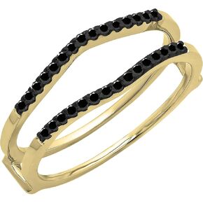 مجموعة Dazzlingrock خاتم زفاف مزدوج الماس مستدير من الماس الأبيض للنساء (0.18 قيراط، اللون I-J، الوضوح I1-I3) باللون الذهبي