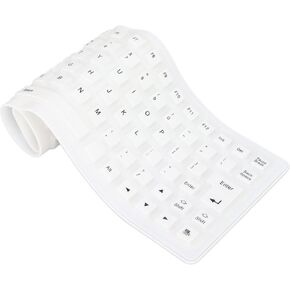 Foldable Silicone Keyboard, USB Wired Rollup Keyboard, Folding Flexible Keyboard Slim Soft Silent Typing 85 Keys for PC Notebook Laptop(White)