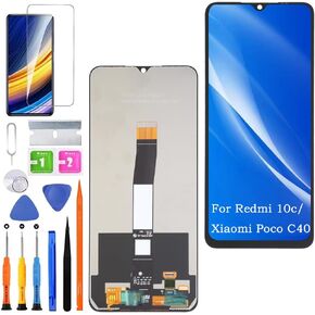 Screen Replacement for Xiaomi Redmi 10c Original, for Xiaomi Poco C40 LCD Touch Panel Display Digitizer Assembly Repair Parts with Kit