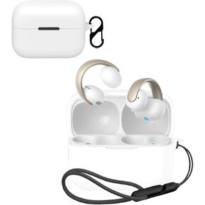 for Anker Soundcore AeroClip Case Cover,NOUKAJU Earphone Protective Cover(with Carabiner + Lanyard) Drop-Proof,Scratch-Proof,Shock-Proof,Case for Soundcore AeroClip(White)