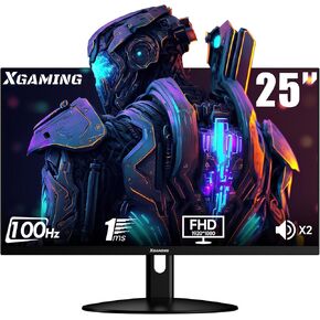 25 Inch Monitor, FHD 1080P 100Hz, Frameless Ultra Thin, 1ms, 99% sRGB, Low Blue Light Eye Care, HDMI VGA with Dual Speakers, VESA, Tilt Adjustable