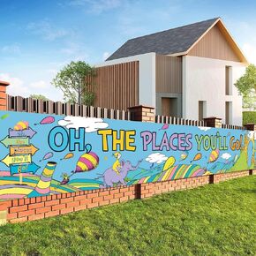 Garden Banner Backdrop for oh The Places You'll Go 118X19.6 in, Party Decorations Photography Background Kindergarten Preschool Graduation