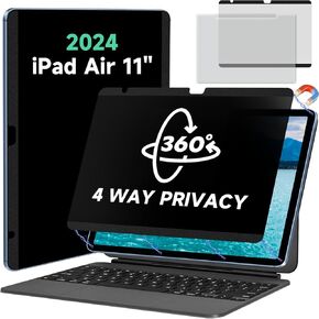 Magnetic Full Privacy Screen for iPad Air 11 inch M2 2024 6th Gen Case Friendly Blue light Blocker Anti-glare Eye Strain Filter, Removable 360°Anti Spy Film Support Apple Pencil-A2902/A2903/A2904