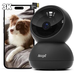 Alaga Security Camera for Home, 5/2.4GHz Wi-Fi, 360° Pan/Tilt, Human Motion Detection, Indoor Camera with Phone App, Night Vision, Speaker, Two-Way Audio, Black, with 32G TF Card