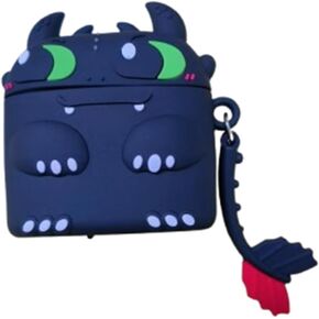 Earbuds Case for AirPods 4th Generation for Boys Girls Kids,Cute Cartoon Anime Black Dragon Dinosaur Full Body Silicone Headphone Protective Cover for Airpods 4 (2024)