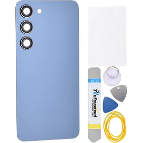 Graphite Acrylic Glass Back Cover Replacement for Samsung Galaxy S23 SM-S911B with Rear Camera's Frame and Glass Pre Cut Adhesive and Tool Kit