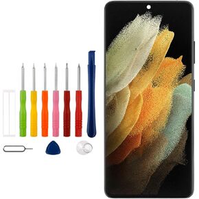[US Version][with Frame] Vvsialeek New TFT LCD Touch Screen Digitizer Assembly for Galaxy S21 Ultra SM-G998B with Technical Repair Tools Kit-NO Fingerprint Function