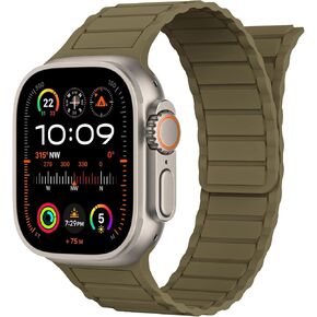 Magnetic Link Solo Loop Sport Bands Compatible with Apple Watch Band Ultra 2/Ultra SE Series 9/8/7/6/5/4/3/2/1 Silicone iWatch Band 49mm 45mm 44mm 42mm 41mm 40mm 38mm Women Men