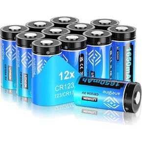 CR123A 3V Lithium Battery 1650mAh, 123A Lithium Batteries 10 Years Shelf Life CR123 3 Volt High Power CR17345 CR17335 Non-Rechargeable (16 Pack)
