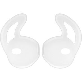 APETOO Earbuds Covers/Caps with Hook for Earpods, Soft Silicone Earplugs Ear Cuisions with Flexible Wings Ear Loops for Airpods 1&2, Half in-Ear Earbuds, 1 Pair, Transparent-White/Translucency