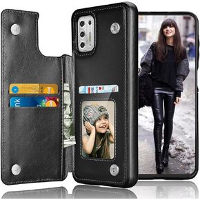 Tekcoo Wallet Case for Motorola Moto G Stylus (2021) 4G Premium Minimalist PU Leather ID Cash Credit Card Holder Slots Magnetic Closure Kickstand Flip Folio Slim Hard Protective Cover [Black]