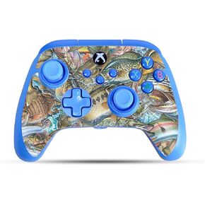 Glossy Glitter Gaming Skin Compatible with PowerA Xbox Series X|S Enhanced Wired Controller - Action Fish Puzzle - Premium 3M Vinyl Protective Wrap Decal Cover | Crafted in The USA by MightySkins