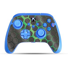 Glossy Glitter Gaming Skin Compatible with PowerA Xbox Series X|S Enhanced Wired Controller - Green Hex - Premium 3M Vinyl Protective Wrap Decal Cover | Crafted in The USA by MightySkins