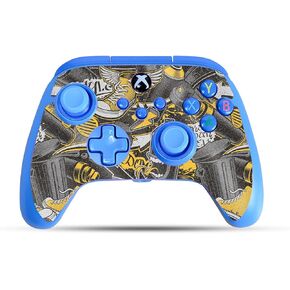 Glossy Glitter Gaming Skin Compatible with PowerA Xbox Series X|S Enhanced Wired Controller - Yellow Hip Hop - Premium 3M Vinyl Protective Wrap Decal Cover | Crafted in The USA by MightySkins