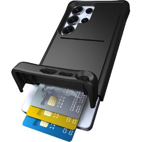 Scooch® for Samsung Galaxy S25 Ultra Case with Card Holder, Wingmate Wallet Case with Hidden Card Slot and RFID Protection, Holds up to 4 Cards, 10-Foot Drop Protection, Black