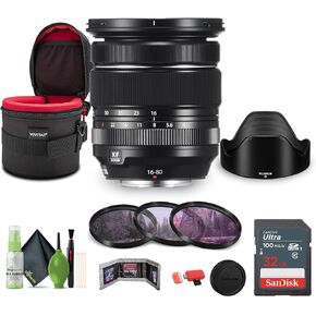 Fujifilm XF 16-80mm f/4 R OIS WR Lens Bundle with Professional 72mm Filter Kit, UV/CPL/F + Cleaning kit + 32GB Memory Card + More