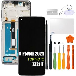 Replacement for Motorola Moto G Power 2021 LCD Screen with Frame for Moto XT2117 Screen Touch Digitizer Assembly LCD Display with Repair kit(Black with Frame)