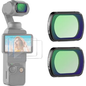 NEEWER Star Filter Compatible with DJI Osmo Pocket 3 Creator Combo Accessories Magnetic Multicoated HD 6 Point Starlight Twinkle Starburst Sparkling Effect with Tempered Glass Screen Protector, FL-62