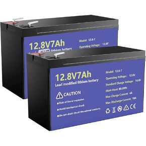 12V 7Ah Battery 12V LiFePO4 Battery - Built-in BMS, 5000+ Cycles, Lightweight, for Fish Detector, Solar, Alarm System, Lighting, Small UPS, Ride on Toys