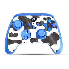 Glossy Glitter Gaming Skin Compatible with PowerA Xbox Series X|S Enhanced Wired Controller - Cow Print - Premium 3M Vinyl Protective Wrap Decal Cover | Crafted in The USA by MightySkins