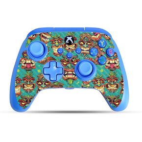Carbon Fiber Gaming Skin Compatible with PowerA Xbox Series X|S Enhanced Wired Controller - Crazy Tikis - Premium 3M Vinyl Protective Wrap Decal Cover | Crafted in The USA by MightySkins
