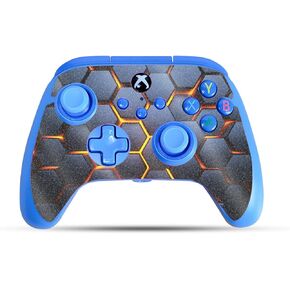 Glossy Glitter Gaming Skin Compatible with PowerA Xbox Series X|S Enhanced Wired Controller - Lava Hex - Premium 3M Vinyl Protective Wrap Decal Cover | Crafted in The USA by MightySkins