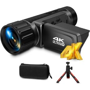 2 in 1 Monocular Telescope Camera, Max 4000ft 104X Digital Telescope with 3.0" Screen/Hood/Battery/SD Card/Case, 4K Video Camera Camcorder Manual Focus 48MP Photo Timelapse Camera