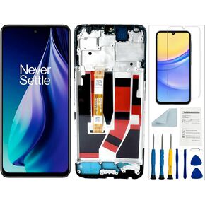 for OnePlus Nord N300 5G Screen Replacement for OnePlus Nord N300 5G LCD Screen Replacement Black with Frame for OnePlus Nord N300 5G CPH2389 Display Touch Screen Assembly Repair Parts Black
