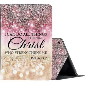 FUYOCWE for iPad 10.2 Case (2021/2020/2019) 7th/8th/9th Generation ipad Case, Adjustable Non-Slip Folio Stand Smart Cover for iPad 9/8/7 Gen 10.2 inch-Bible Verse I Can Do All Things Through Christ