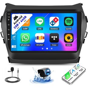 SIXTOP [2+64G] Android Car Stereo for Hyundai Santa Fe IX45 2013-2018 with Carplay Android Auto Mirror Link Change Theme 9 inch Touchscreen FM RDS HiFi Bluetooth WiFi GPS+Camera & MIC