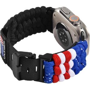 ULTIMAL Paracord Band Compatible with Apple Watch for Ultra 2/Ultra 49mm, Series 10 46mm, 9/8/7 45mm, SE2/SE/6/5/4 44mm, 3/2/1 42mm, Braided Strap Design for Men Outdoors