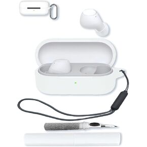 Case for Sony WF C510 Truly Wireless in-Ear Bluetooth Earbud,Soft Protective,Shockproof, BOVUGAC Silicone Case Cover with Keychain & Cleaning Kit & Lanyard-White