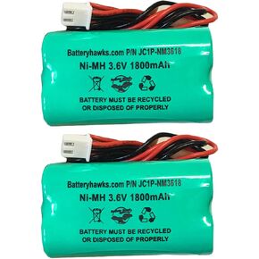 Battery Hawk (2 Pack) Ni-MH AA1800mAh Solar Light 3.6V AA NIMH 1800 MAH 3.6v 1800mAh Ni-MH Battery Pack for Emergency/Exit Light 73904 LED Flashlight