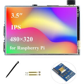 3.5inch Touch Screen Compatible with Raspberry Pi 5/Pi 4B/3B+/3B/Zero/Pi Zero 2W/Zero W/Zero WH/CM5/CM4, 480x320 IPS Display, 160° Viewing Angle, SPI Touch Port