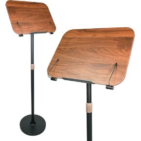 Adjustable Stand for Reading, 360°Angle & 32in–53in Height, Wooden Sheet Music Stand with Book Clips – Lectern Floor Stand, Podium for Speech, Laptops, Projectors, Notebooks, Pulpit, Sheet Music